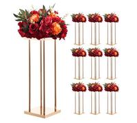 VEVOR Soporte Floral para Bodas, en Forma de Columna, con Laminado Metálico, Ideal para Bodas, Fiestas, Cumpleaños y el Hogar, Soportes Dorados para Centros de Mesa, 200 x 200 x 600 mm, 10 uds