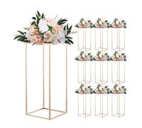 VEVOR Soporte Floral para Bodas, Taburetes Rectangulares Dorados para Plantas, Soporta hasta 15 kg, Ideales para Bodas, Fiestas, Cumpleaños y Decoración de Mesas, 250 x 250 x 600 mm, 10 Piezas
