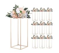 VEVOR Soporte Floral para Bodas, Taburetes Rectangulares Dorados para Plantas, Soporta hasta 15 kg, Ideales para Bodas, Fiestas, Cumpleaños y Decoración de Mesas, 250 x 250 x 600 mm, 10 Piezas