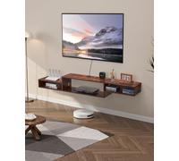 VEVOR Soporte flotante para TV, centro de entretenimiento de 70 pulgadas con toma de corriente y agujero para cable, moderno estante flotante para TV con armario de almacenamiento para reproductor de