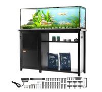 VEVOR Soporte para Acuario Carga de 284kg Mueble para Acuario 132x50x82cm de Acero y MDF Soporte para Tanque de Reptiles con Armario de Almacenamiento y Toma de corriente Integrada para Salón, Oficina