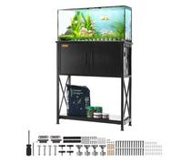 VEVOR Soporte para Acuario Carga de 76 kg Mueble para Acuario 65x42x81 cm de Acero y MDF Soporte para Tanque de Reptiles con Armario de Almacenamiento y Toma de corriente Integrada para Salón, Oficina
