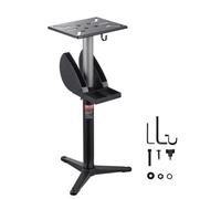 VEVOR Soporte para Amoladora de Banco, Pedestal de Suelo con Tornillo de Banco y Placa de Montaje, con Compartimento para Muelas Abrasivas y Base de Hierro Fundido Resistente, 370 x 370 x 900 mm