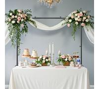 VEVOR Soporte para Barra de Mesa con Abrazaderas, Ajustable Alto de 330-1066,8 mm y Largo de 711,2-2489,2 mm, Marco para Arco de Globos de Mesa para Decoración de Bodas, Cumpleaños, Fiestas, Negro