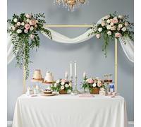 VEVOR Soporte para Barra de Mesa con Abrazaderas, Ajustable Alto de 330-1066,8 mm y Largo de 711,2-2489,2 mm, Marco para Arco de Globos de Mesa para Decoración de Cumpleaños, Fiestas, Dorado