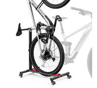 VEVOR Soporte para Bicicleta con Ruedas 360° con Bloqueo, Ajuste de Altura 5 Niveles, Portabicicletas Independiente de Acero, Uso Vertical y Horizontal para Ruedas de 20 a 29 Pulgadas (508 a 737 mm)