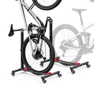 VEVOR Soporte para Bicicleta de Acero con Ruedas 360°, Altura Ajustable, Portabicicletas Independiente con Bloqueo, Uso Vertical y Horizontal para Ruedas de 20 a 29 Pulgadas (508 a 737 mm), Juego de 2