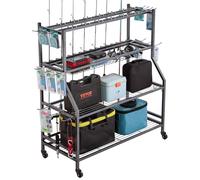 VEVOR Soporte para Cañas de Pescar, 15 Postes, Carrito Móvil con Ruedas, Organizador de Equipo de Pesca para Garaje, Hogar, Interior, para Caja Aparejos, Carrete, Accesorios, 1177 x 433 x 1087 mm