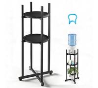 VEVOR Soporte para Dispensador de Agua, Estantería Metálica de 2 Niveles, Estantes Desmontables, Capacidad de 1 Botella de 11 L y 19 L, Decoración y Almacenamiento para Comedor Cocina Oficina Salón
