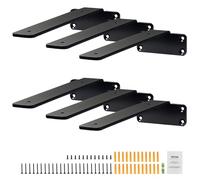 VEVOR Soporte para Estante, 6 Piezas, Soportes para Estantes Flotantes Resistentes, Soportes para Estantes de Color Negro, Soportes para Estantes de Acero con Capacidad de Carga de 72,6 kg