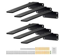 VEVOR Soporte para estante, 6 soportes flotantes resistentes para estantes, soportes flotantes para estantes de color negro, soportes para estanterías de acero con capacidad de carga de 72,6 kg