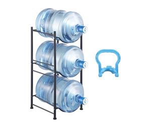 VEVOR Soporte para Jarra de Agua 3 Niveles Estante para Botellas de Agua 332x330x746 mm Soporte para 3 Botellas Estante para Jarras de Agua Resistente para Cocina, Oficina, Sala de Estar, Negro