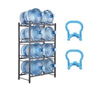 VEVOR Soporte para Jarra de Agua 4 Niveles Estante para Botellas de Agua 650x330x1090 mm Soporte para 8 Botellas Estante para Jarras de Agua Resistente para Cocina, Oficina, Sala de Estar, Negro