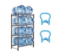 VEVOR Soporte para Jarra de Agua 4 Niveles Estante para Botellas de Agua 650x330x1090 mm Soporte para 8 Botellas Estante para Jarras de Agua Resistente para Cocina, Oficina, Sala de Estar, Negro