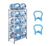 VEVOR Soporte para Jarra de Agua 5 Niveles Estante para Botellas de Agua 650x332x1410 mm Soporte para 10 Botellas Estante para Jarras de Agua Resistente para Cocina, Oficina, Sala, Gris Plateado