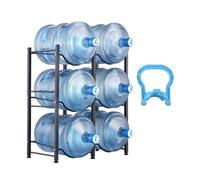 VEVOR Soporte para Jarra de Agua de 3 Niveles Soporte de Botella de Agua de Doble Fila para 6 Botellas Carga de 114 kg Soporte Resistente de Jarra de Agua para Cocina, Oficina, Sala de Estar, Negro