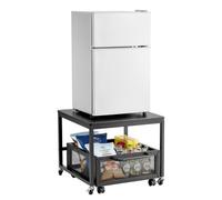 VEVOR Soporte para Mininevera con Almacenamiento, con Carrito de Almacenamiento Móvil y Ruedas Giratoria, para Cafetería, Organizador de Mininevera para Oficina, Hogar, Negro, 500 x 500 x 430 mm