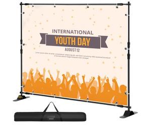 VEVOR Soporte para Panel de Fondo Publicitario Achura de 35 "- 96", Soporte de Banner para Telón de Fondo Altura de 40 "- 96", Ajustable para Feria Comercial Ligero Telescópico Ajustable Expositor
