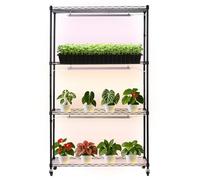 VEVOR Soporte para Plantas con Luz de Cultivo 4 Niveles 150 cm 90 W, Estante para Plantas con Ruedas Giratorias de Goma, 3 Modos de Iluminación Ajustables, para Crecimiento de Planta, 900x350x1500 mm