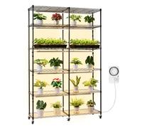VEVOR Soporte para Plantas con Luz de Cultivo 6 Niveles Doble Fila 180 cm 200 W, Estante para Plantas con Ruedas, Temporizador Mecánico, para Crecimiento de Planta, Macetas, 1200 x 350 x 1800 mm