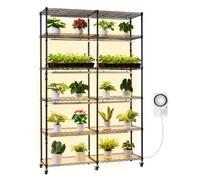 VEVOR Soporte para Plantas con Luz de Cultivo 6 Niveles Doble Fila 180 cm 200 W, Estante para Plantas con Ruedas, Temporizador Mecánico, para Crecimiento de Planta, Macetas, 1200 x 350 x 1800 mm