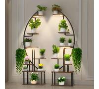 VEVOR Soporte para Plantas con Luz de Cultivo 7 Niveles Alto de 166,5 cm, Forma de Media Luna 2 Piezas, Estante con Luz para Plantas, 3 Temporizadores y 10 Niveles de Brillo, para Sala de Estar