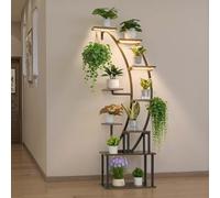 VEVOR Soporte para Plantas con Luz de Cultivo 9 Niveles Alto de 166 cm, Forma de Media Luna, Estante con Luz para Plantas, 3 Temporizadores y 10 Niveles de Brillo, para Sala de Estar, Balcón