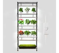VEVOR - Soporte para plantas de interior con luz de cultivo, estantería metálica de 6 niveles, 180 cm de altura, 192 W, con ruedas, lámpara de espectro completo de 5000 K, expositor para macetas