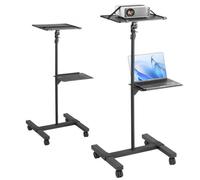 VEVOR Soporte para Proyector con Ruedas Soporte de Suelo para Proyector con Altura Ajustable de 580-1455 mm Soporte para Proyector con 2 Bandejas para Películas al Aire Libre, Hogar, Oficina, Negro