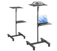 VEVOR Soporte para Proyector con Ruedas Soporte de Suelo para Proyector con Altura Ajustable de 580-1455 mm Soporte para Proyector con 2 Bandejas para Películas al Aire Libre, Hogar, Oficina, Negro