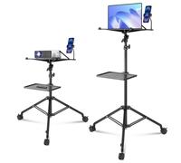 VEVOR Soporte para Proyector con Ruedas Trípode para Computadora Portátil con 2 Bandejas y Soporte para Teléfono con Cuello de Cisne, Altura Ajustable de 795-1710mm para Películas al Aire Libre, Hogar