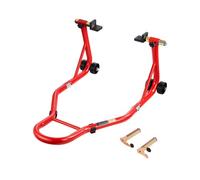 VEVOR Soporte para Rueda Trasera de Motocicleta, Capacidad de 390 kg, Resistente, con Horquilla en U y L, para Motocicleta, para Suzuki, Yamaha, Honda y Kawasaki, Color Rojo, 770 x 540 x 350 mm