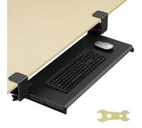 VEVOR Soporte para Teclado Bandeja Deslizante para Teclado y Ratón de 68x28 cm Debajo del Escritorio Carga Máxima de 5 kg Fijación Fácil con Abrazaderas en C sin Perforación para PC en Oficina Casa