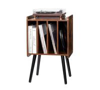 VEVOR Soporte para Tocadiscos 420 x 344 x 667 mm de 2 Niveles con 4 Gabinetes, Capacidad de 100 Álbumes, Gabinete de Discos de Vinilo de Madera con Estante de Exhibición para Sala de Estar, Marrón