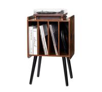 VEVOR Soporte para Tocadiscos 420 x 344 x 667 mm de 2 Niveles con 4 Gabinetes, Capacidad de 100 Álbumes, Gabinete de Discos de Vinilo de Madera con Estante de Exhibición para Sala de Estar, Marrón