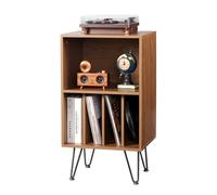 VEVOR Soporte para Tocadiscos 480 x 400 x 860 mm de 3 Niveles Capacidad Hasta 150 Álbumes, Gabinete de Almacenamiento de Discos de Vinilo con Patas de Metal para Dormitorio, Sala de estar, Marrón