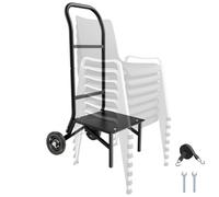 VEVOR Soporte Plegable para Silla Plegable de 68 kg, Carrito Plegable para apilar 10 sillas, Carrito Multifuncional de Metal con Ruedas de Goma, Soporte para Silla Deslizante, Color Negro Mate