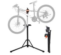 VEVOR Soporte Plegable para Taller de Bicicletas Carga de 30 kg Soporte de Reparación de Bicicletas Ajustable en Altura, Abrazadera Giratoria de 360° con Soporte para Herramientas para Mantenimiento