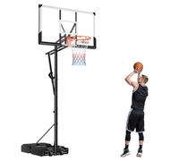 VEVOR Soporte Portátil para Canasta de Baloncesto, Acero Reforzado, Altura Ajustable 1,6 a 3,05 m, Diseño Elevable, con Tablero de Policarbonato de 1117,6 mm y Ruedas, para Terrazas y Escuelas