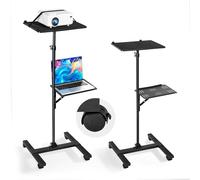VEVOR Soporte Proyector Suelo Portátil, Altura Ajustable desde 860 a 1360 mm, con 2 Bandejas de Carga 5 kg, 360° Rotación, Compatible con Portátiles y Micrófonos, para Casa Oficina Escenario Reuniones