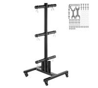 VEVOR Soporte Vertical para Discos de Pesas con Ruedas, Capacidad de Carga de 454 kg, Soporte para Almacenar Pesas, Soporte para Almacenar Barras de Gimnasio en Casa, 600 x 600 x 1350 mm, Negro