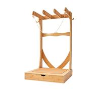 VEVOR Soporte Vertical para Tablas de Surf, Soporte de Madera Independiente de 3 Niveles para Almacenamiento y Exhibición de Tablas de Surf con Ganchos de Madera, Relleno de Corcho y Cajones