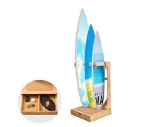 VEVOR Soporte Vertical para Tablas de Surf, Soporte de Madera Independiente de 3 Niveles para Almacenamiento y Exhibición de Tablas de Surf con Ganchos de Madera, Relleno de Corcho y Cajones