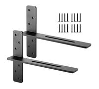 VEVOR Soportes para Estantes en Forma de T, 2 Unidades, Capacidad de Peso: 90 kg, 406,4 x 73,5 x 304,8 mm, de Acero Macizo, Resistentes, para Encimeras, con Tornillos, Instalación Fácil, Negro