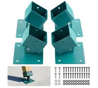 VEVOR Soportes para Estructura de Columpio, Paquete de 4, Capacidad 567 kg por Unidad, Ángulo Ajustable 45° a 60° para Postes 10 x 10 cm, Acero SUS201 con Tornillos para Jardín Patio Exterior, Verde