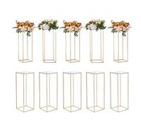 VEVOR Soportes para Flores de Boda 10 PCS Estante de Flores de Boda 80 cm Jarrones Dorados para Boda Soporte de Exhibición Floral Laminado Acrílico para Eventos de Recepción, Decoración para Fiestas