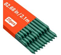 VEVOR Soportes para plantas, ⌀11x2100 mm, tutores de metal recubiertos de plástico para tomates, con extremo puntiagudo y protuberancias antideslizantes para el cultivo de plantas, 25 uds, Verde