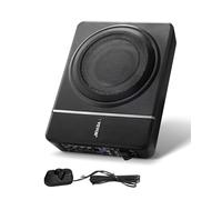VEVOR Subwoofer para Debajo del Asiento 203mm Potencia Nominal 120W RMS Altavoz Compacto para Coche Amplificador Incorporado Entrada de Nivel Alto Bajo Controlador de Volumen Control Remoto con Cable