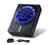 VEVOR Subwoofer para Debajo del Asiento para Automóvil 254 mm 440 W Altavoz Compacto para Coche Amplificador Incorporado Entrada de Nivel Alto Bajo Controlador de Volumen Control Remoto con Cable