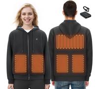 VEVOR Sudadera con Capucha y Cremallera Calefactable Unisex con Batería L Negro